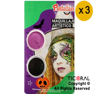 MAQUILLAJE ARTISTICO PINTAFAN LILA NEGRO BRUJA 13-802 (4GR SET X 2) x 3